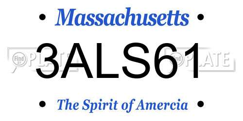 3ALS61 Massachusetts License Plate