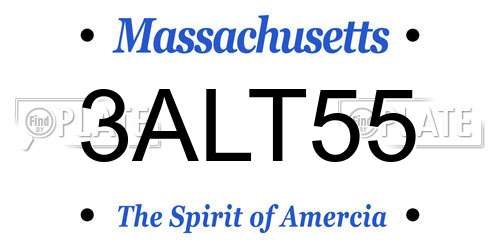 3ALT55 Massachusetts License Plate