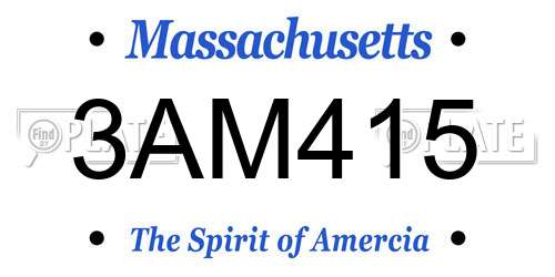 3AM415 Massachusetts License Plate