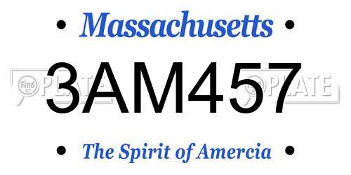 3AM457 Massachusetts License Plate