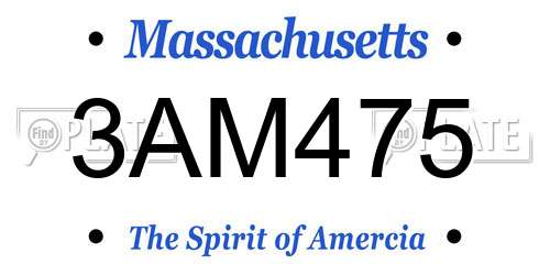 3AM475 Massachusetts License Plate