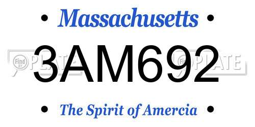 3AM692 Massachusetts License Plate