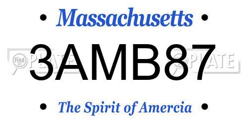 3AMB87 Massachusetts License Plate