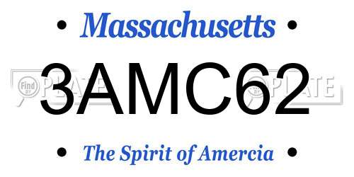3AMC62 Massachusetts License Plate