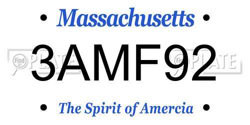 3AMF92 Massachusetts License Plate