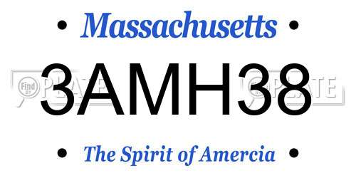 3AMH38 Massachusetts License Plate