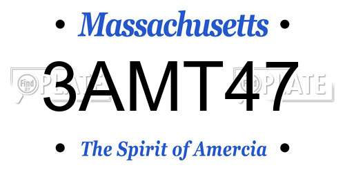 3AMT47 Massachusetts License Plate