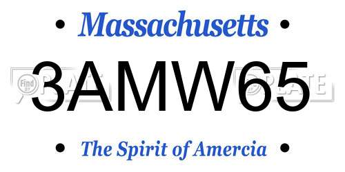 3AMW65 Massachusetts License Plate