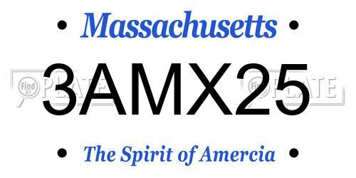 3AMX25 Massachusetts License Plate