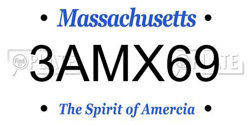 3AMX69 Massachusetts License Plate