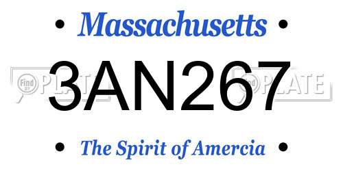 3AN267 Massachusetts License Plate