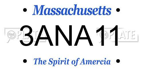 3ANA11 Massachusetts License Plate