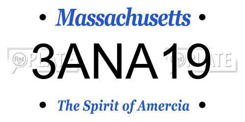 3ANA19 Massachusetts License Plate