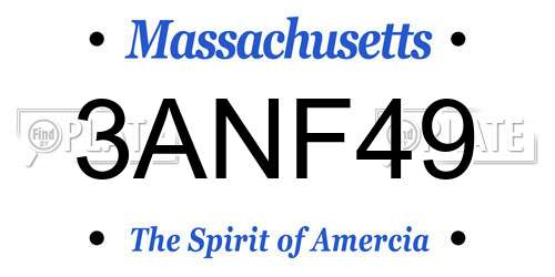 3ANF49 Massachusetts License Plate