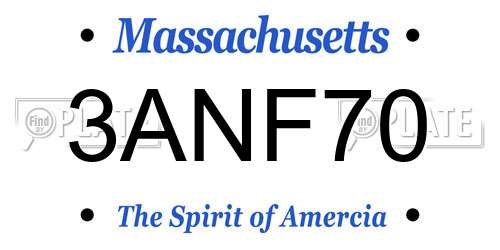 3ANF70 Massachusetts License Plate