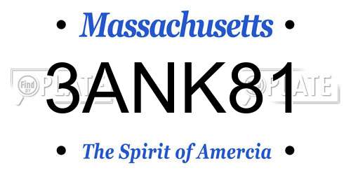 3ANK81 Massachusetts License Plate