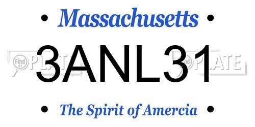 3ANL31 Massachusetts License Plate