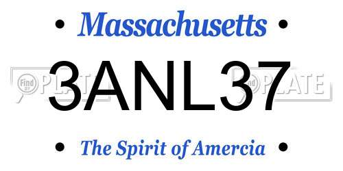 3ANL37 Massachusetts License Plate