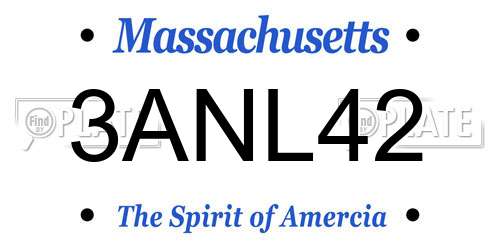 3ANL42 Massachusetts License Plate