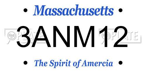 3ANM12 Massachusetts License Plate
