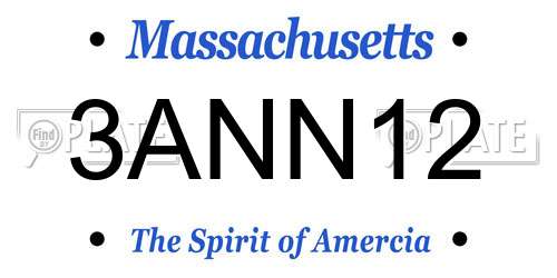 3ANN12 Massachusetts License Plate