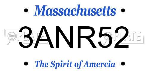 3ANR52 Massachusetts License Plate