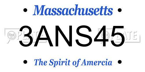3ANS45 Massachusetts License Plate