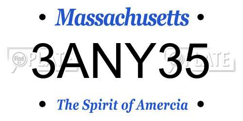 3ANY35 Massachusetts License Plate