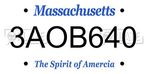 3AOB640 Massachusetts License Plate