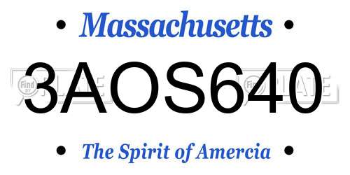 3AOS640 Massachusetts License Plate