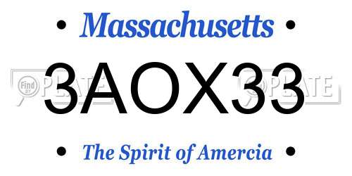 3AOX33 Massachusetts License Plate