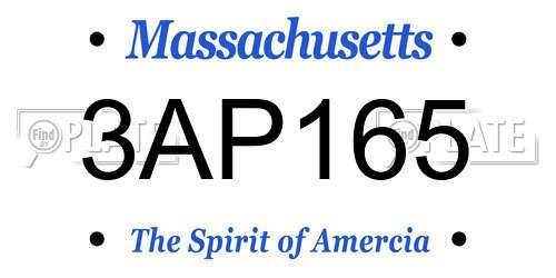 3AP165 Massachusetts License Plate