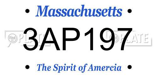 3AP197 Massachusetts License Plate