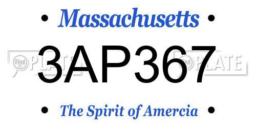 3AP367 Massachusetts License Plate