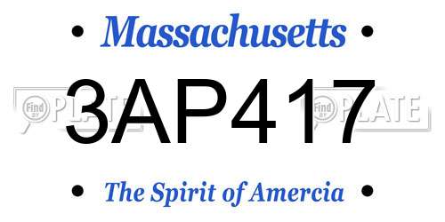 3AP417 Massachusetts License Plate