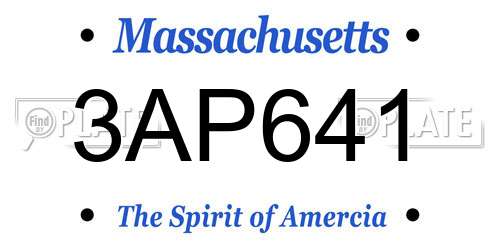3AP641 Massachusetts License Plate