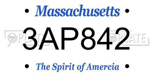 3AP842 Massachusetts License Plate