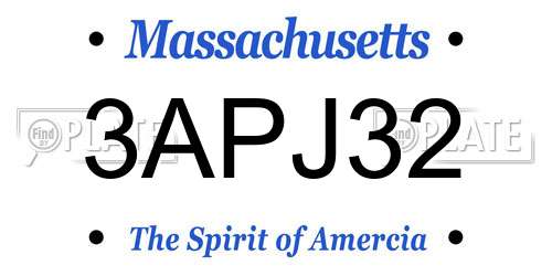 3APJ32 Massachusetts License Plate