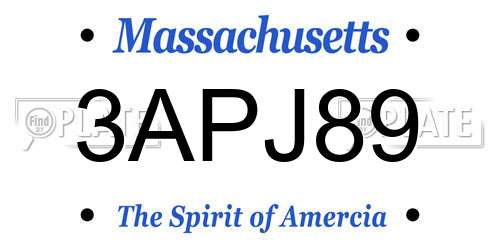 3APJ89 Massachusetts License Plate