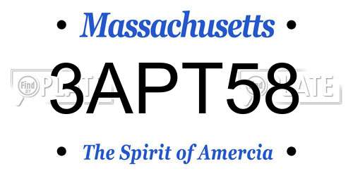 3APT58 Massachusetts License Plate