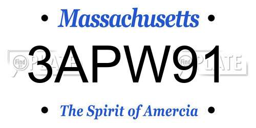 3APW91 Massachusetts License Plate