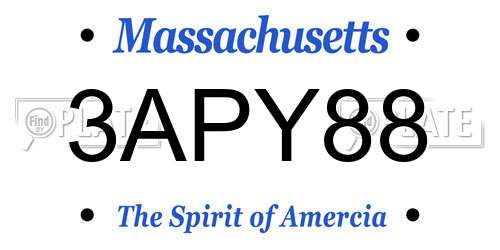 3APY88 Massachusetts License Plate