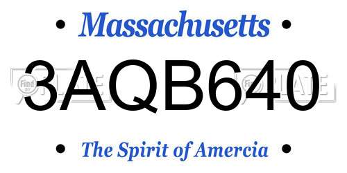 3AQB640 Massachusetts License Plate
