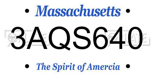 3AQS640 Massachusetts License Plate
