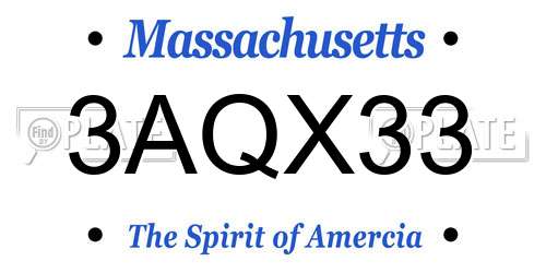 3AQX33 Massachusetts License Plate