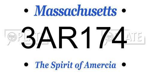 3AR174 Massachusetts License Plate