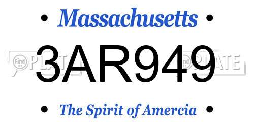 3AR949 Massachusetts License Plate