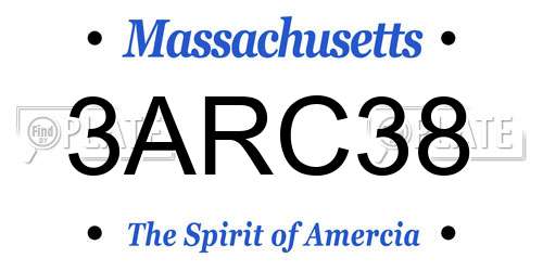 3ARC38 Massachusetts License Plate