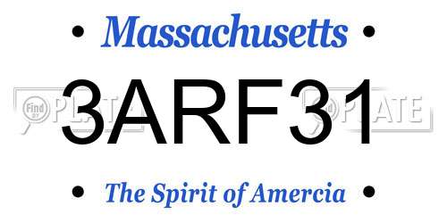 3ARF31 Massachusetts License Plate
