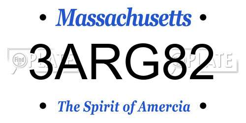 3ARG82 Massachusetts License Plate